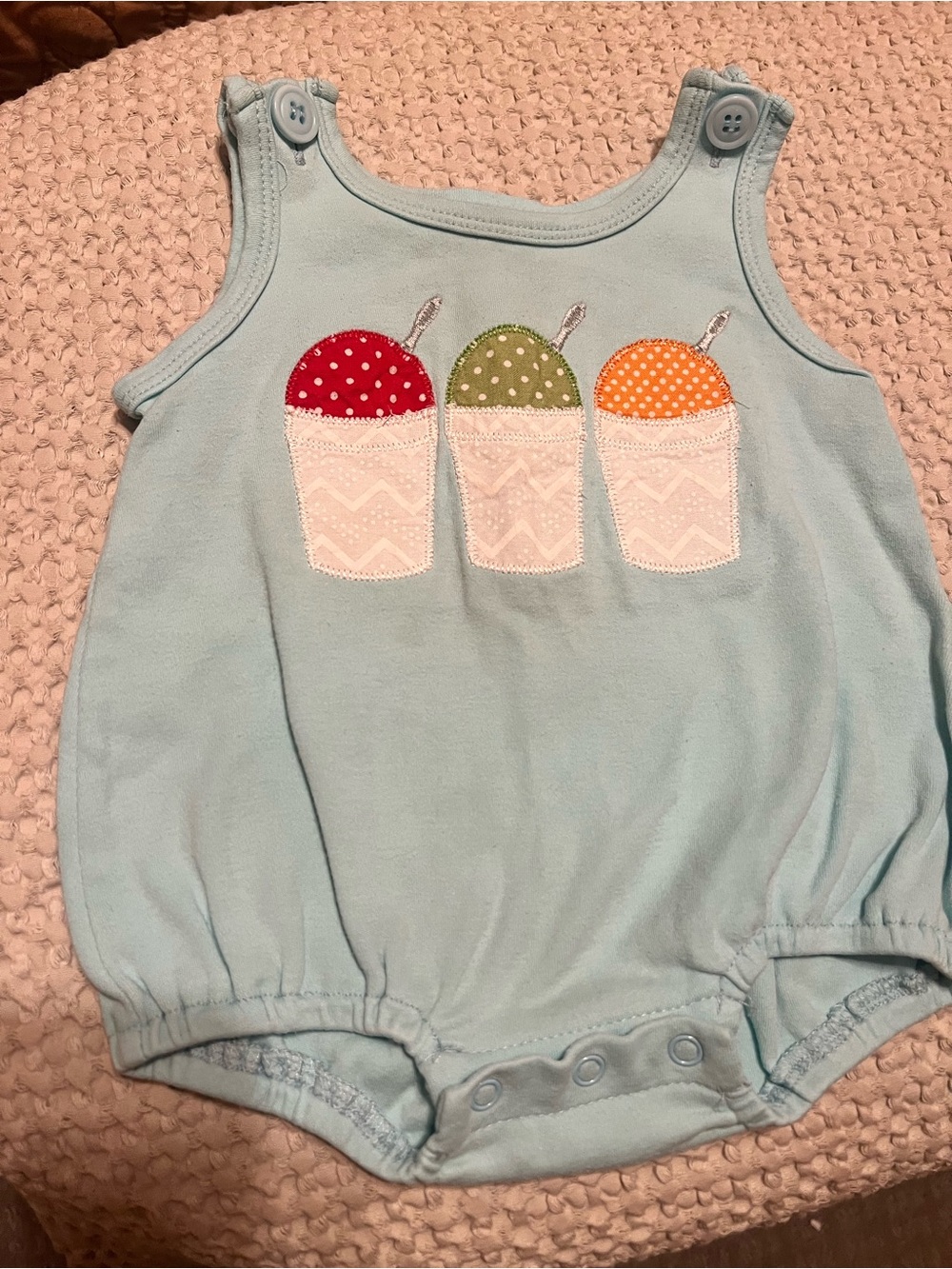 Unisex Ice Cream Appliqué Baby Romper